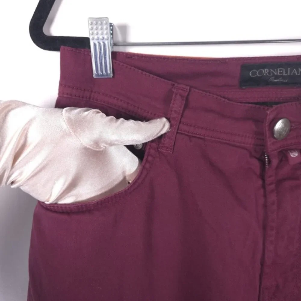 CORNELIANI ID LUXURY DENIM ITALY🇮🇹MADE y5p 7214JT4 00 Pants Burgundy‎ Size 34
